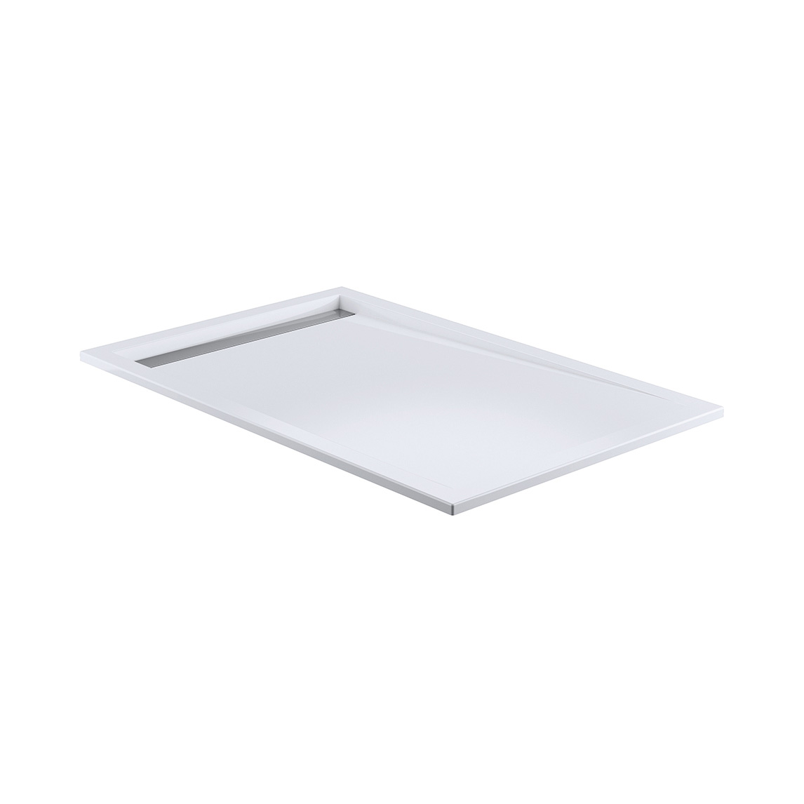Acryl Duschwannen superflach mit integrierter Ablaufrinne schmal, Rechteck